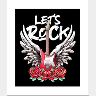 Lets Rock rock&roll Rock On Music Vintage Retro Rock Concert Posters and Art